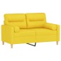 vidaXL Sofá de 2 plazas con cojines tela amarillo claro 120 cm vidaXL Sofá de 2 plazas con cojines tela amarillo claro 120 cm
