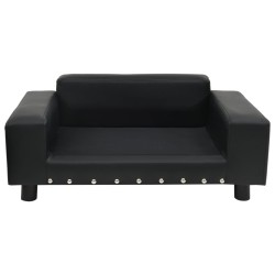 vidaXL Sofá para perros felpa y cuero sintético negra 81x43x31 cm