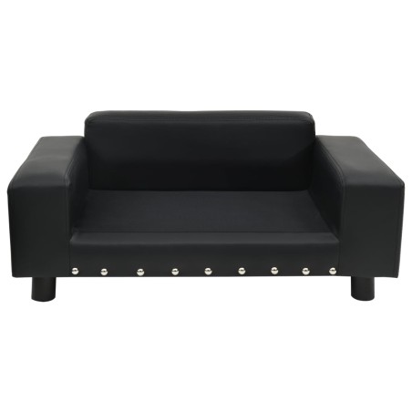 vidaXL Sofá para perros felpa y cuero sintético negra 81x43x31 cm