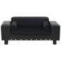 vidaXL Sofá para perros felpa y cuero sintético negra 81x43x31 cm