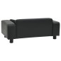 vidaXL Sofá para perros felpa y cuero sintético negra 81x43x31 cm