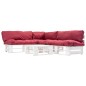 vidaXL Muebles de jardín de palets con cojines rojos 4 piezas madera vidaXL Muebles de jardín de palets con cojines rojos 4 piezas madera