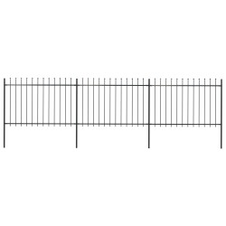vidaXL Valla de jardín con puntas de lanza acero negro 5,1x1,2 m