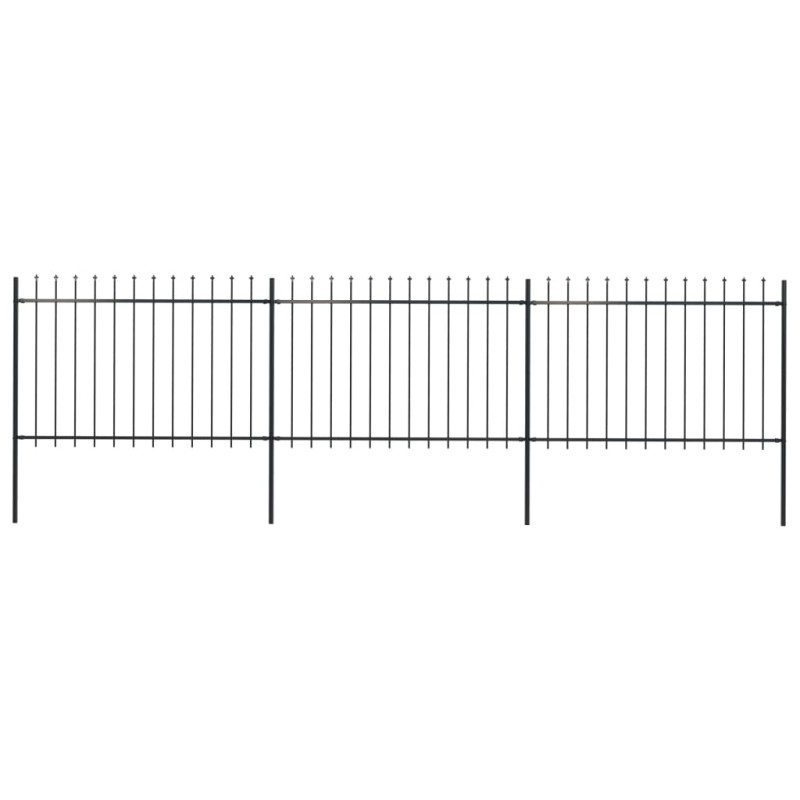 vidaXL Valla de jardín con puntas de lanza acero negro 5,1x1,2 m vidaXL Valla de jardín con puntas de lanza acero negro 5,1x1,2 m