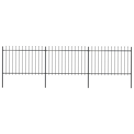 vidaXL Valla de jardín con puntas de lanza acero negro 5,1x1,2 m