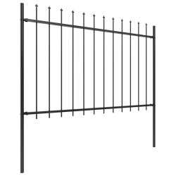vidaXL Valla de jardín con puntas de lanza acero negro 5,1x1,2 m