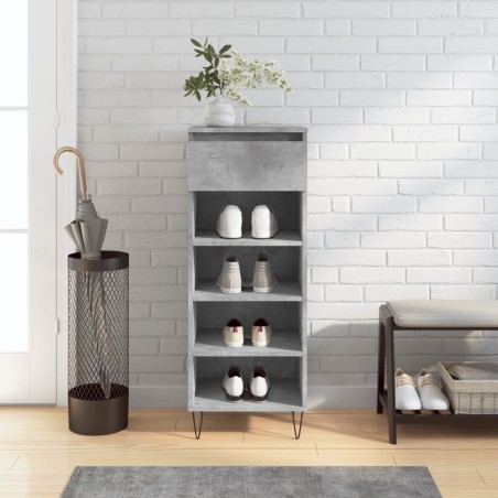 vidaXL Mueble zapatero madera contrachapada gris hormigón 40x36x105 cm