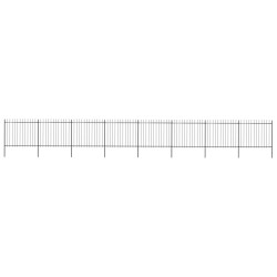 vidaXL Valla de jardín con puntas de lanza acero negro 13,6x1,5 m