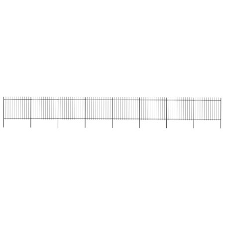 vidaXL Valla de jardín con puntas de lanza acero negro 13,6x1,5 m