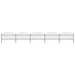 vidaXL Valla de jardín con puntas de lanza acero negro (1-1,25)x8,5 m