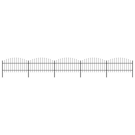 vidaXL Valla de jardín con puntas de lanza acero negro (1-1,25)x8,5 m