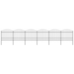 vidaXL Valla de jardín con punta de lanza acero negro (1,5-1,75)x10,2m