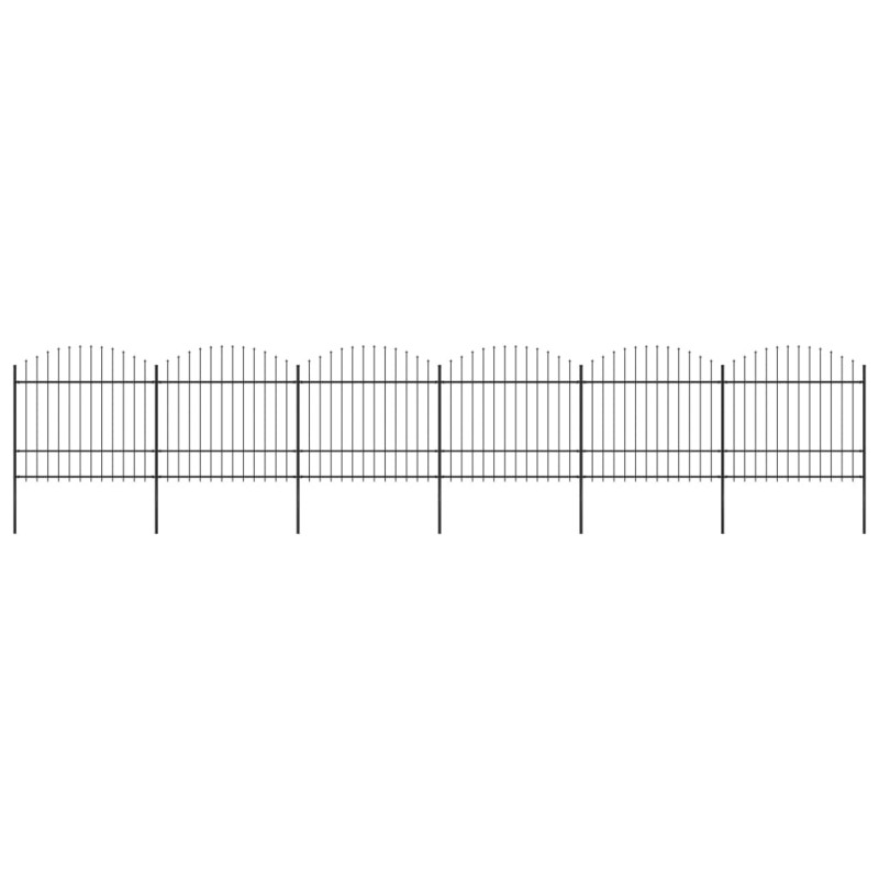 vidaXL Valla de jardín con punta de lanza acero negro (1,5-1,75)x10,2m vidaXL Valla de jardín con punta de lanza acero negro (1,5-1,75)x10,2m