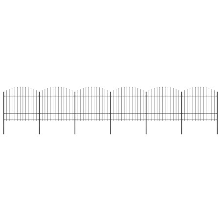 vidaXL Valla de jardín con punta de lanza acero negro (1,5-1,75)x10,2m