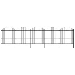 vidaXL Valla de jardín con puntas de lanza acero negro (1,75-2)x8,5 m