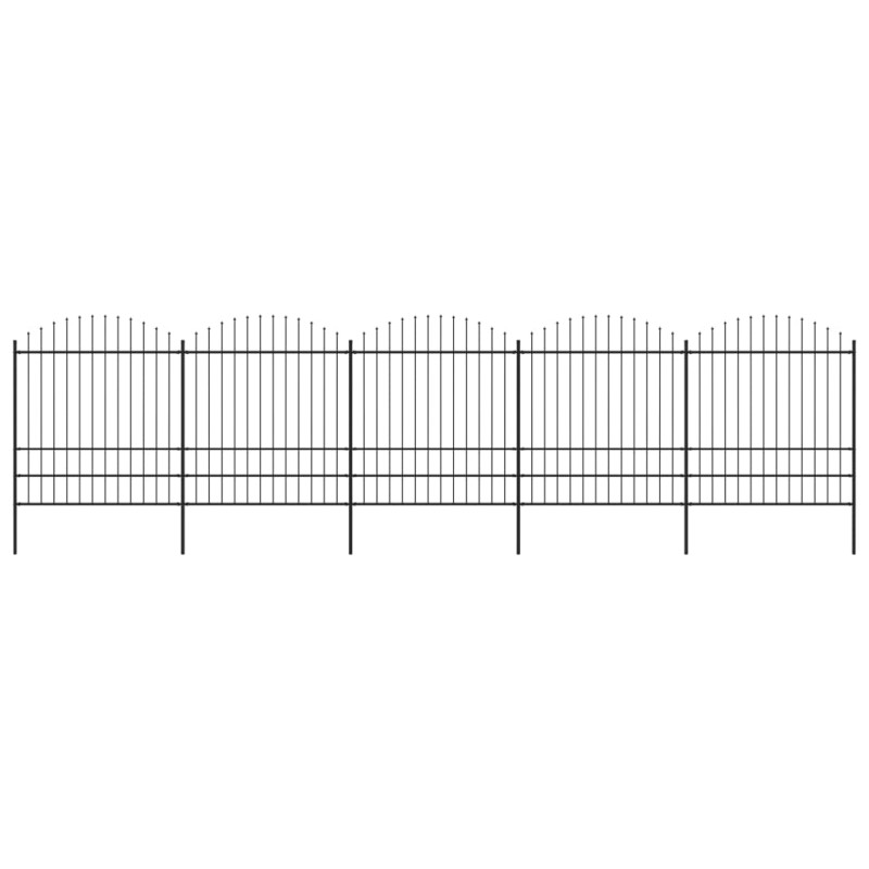 vidaXL Valla de jardín con puntas de lanza acero negro (1,75-2)x8,5 m vidaXL Valla de jardín con puntas de lanza acero negro (1,75-2)x8,5 m