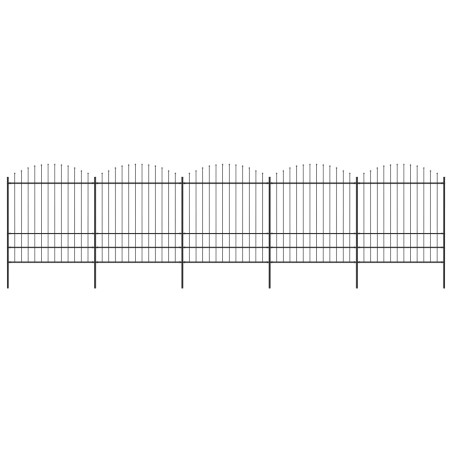 vidaXL Valla de jardín con puntas de lanza acero negro (1,75-2)x8,5 m