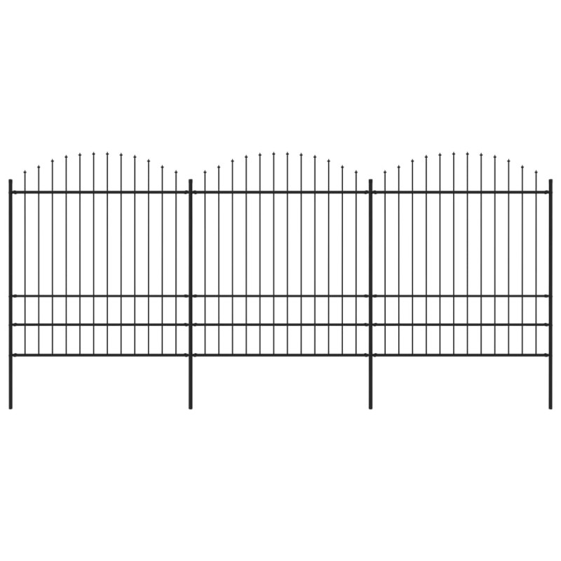 vidaXL Valla de jardín con puntas de lanza acero negro (1,75-2)x5,1 m vidaXL Valla de jardín con puntas de lanza acero negro (1,75-2)x5,1 m