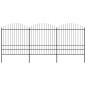 vidaXL Valla de jardín con puntas de lanza acero negro (1,75-2)x5,1 m vidaXL Valla de jardín con puntas de lanza acero negro (1,75-2)x5,1 m