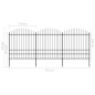 vidaXL Valla de jardín con puntas de lanza acero negro (1,75-2)x5,1 m vidaXL Valla de jardín con puntas de lanza acero negro (1,75-2)x5,1 m