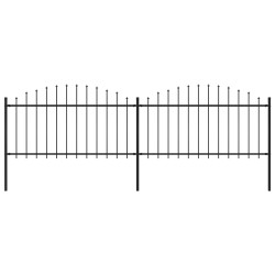 vidaXL Valla de jardín con puntas de lanza acero negro (1,25-1,5)x3,4m