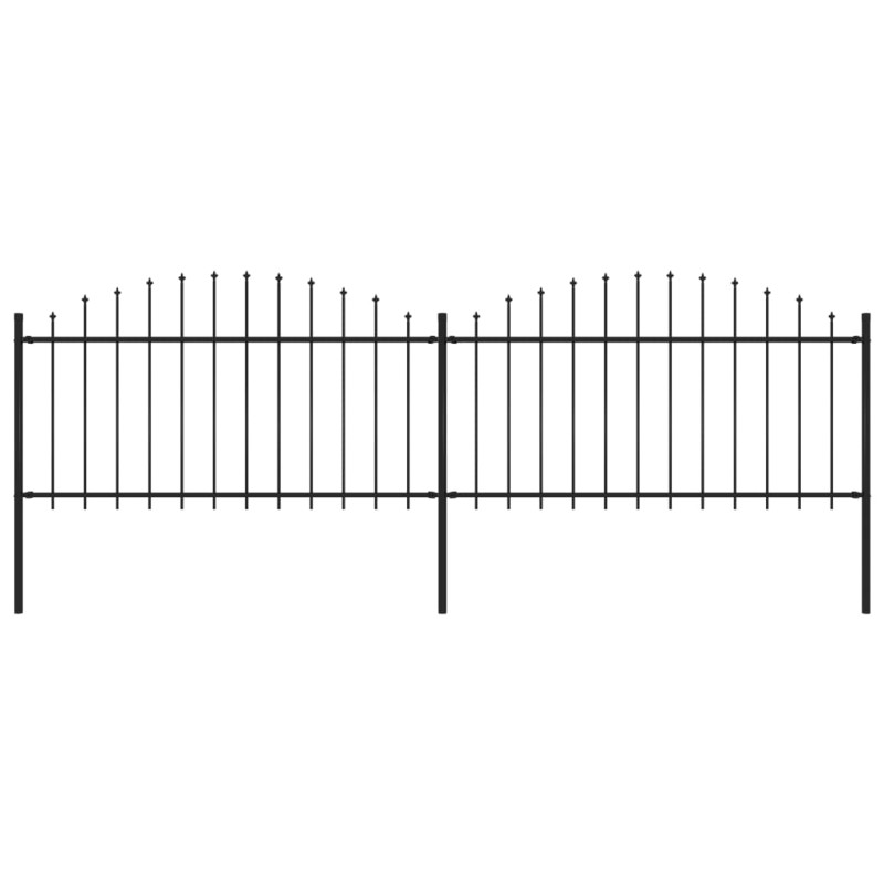 vidaXL Valla de jardín con puntas de lanza acero negro (1,25-1,5)x3,4m vidaXL Valla de jardín con puntas de lanza acero negro (1,25-1,5)x3,4m