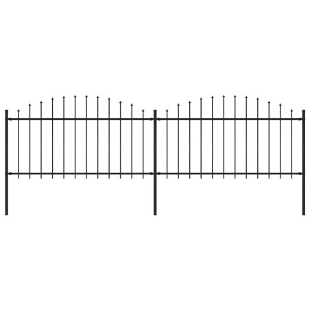vidaXL Valla de jardín con puntas de lanza acero negro (1,25-1,5)x3,4m