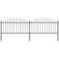 vidaXL Valla de jardín con puntas de lanza acero negro (1,25-1,5)x3,4m vidaXL Valla de jardín con puntas de lanza acero negro (1,25-1,5)x3,4m
