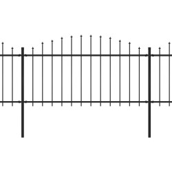 vidaXL Valla de jardín con puntas de lanza acero negro (1,25-1,5)x3,4m