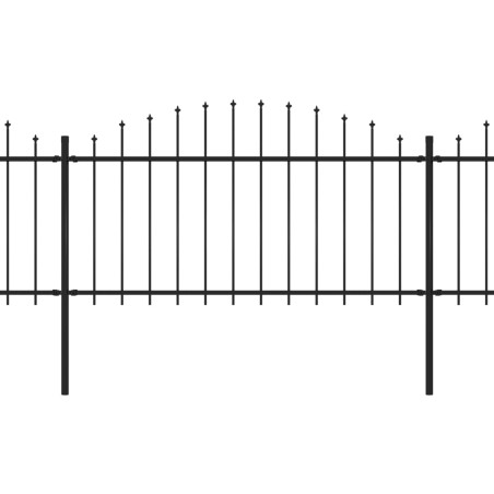 vidaXL Valla de jardín con puntas de lanza acero negro (1,25-1,5)x3,4m