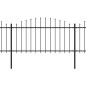 vidaXL Valla de jardín con puntas de lanza acero negro (1,25-1,5)x3,4m vidaXL Valla de jardín con puntas de lanza acero negro (1,25-1,5)x3,4m