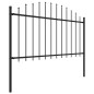 vidaXL Valla de jardín con puntas de lanza acero negro (1,25-1,5)x3,4m vidaXL Valla de jardín con puntas de lanza acero negro (1,25-1,5)x3,4m
