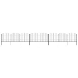 vidaXL Valla de jardín con punta de lanza acero negro (1,5-1,75)x13,6m