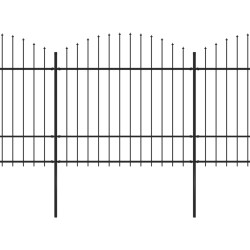 vidaXL Valla de jardín con punta de lanza acero negro (1,5-1,75)x13,6m