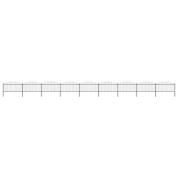 vidaXL Valla de jardín con puntas de lanza acero negro (1,25-1,5)x15,3 m