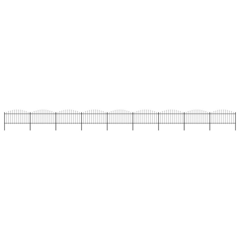 vidaXL Valla de jardín con puntas de lanza acero negro (1,25-1,5)x15,3 m