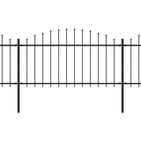 vidaXL Valla de jardín con puntas de lanza acero negro (1,25-1,5)x15,3 m
