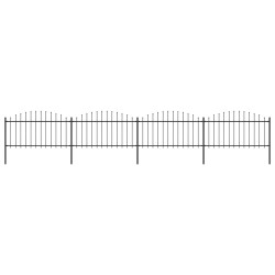 vidaXL Valla de jardín con puntas de lanza acero negro (1,25-1,5)x6,8m