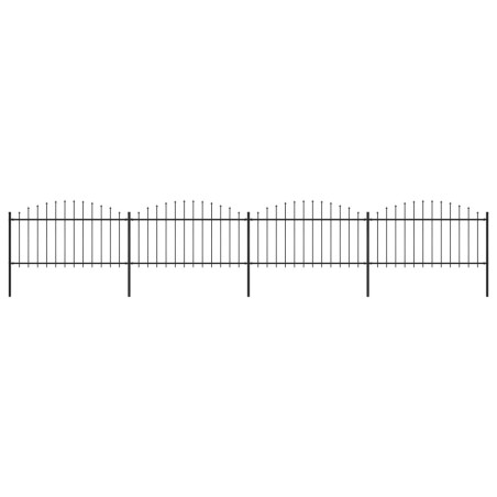 vidaXL Valla de jardín con puntas de lanza acero negro (1,25-1,5)x6,8m