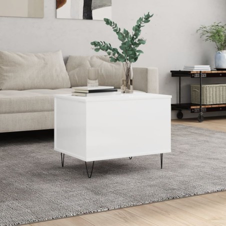 vidaXL Mesa de centro madera contrachapada blanco brillo 60x44,5x45 cm