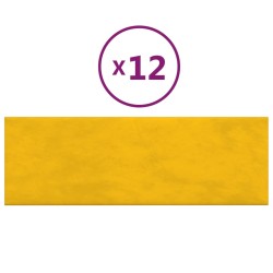 vidaXL Paneles de pared 12 uds terciopelo amarillo 90x30 cm 3,24 m²