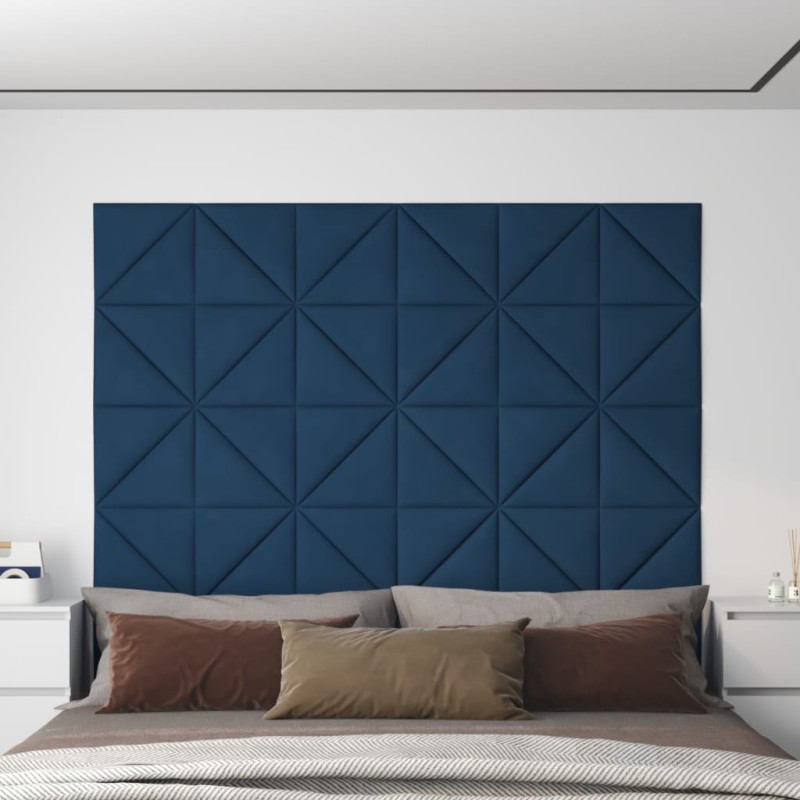 vidaXL Paneles de pared 12 uds terciopelo azul 30x30 cm 0,54 m² vidaXL Paneles de pared 12 uds terciopelo azul 30x30 cm 0,54 m²