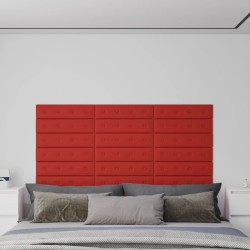 vidaXL Paneles pared 12 uds cuero sintético rojo tinto 60x15 cm 1,08m²
