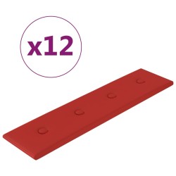 vidaXL Paneles pared 12 uds cuero sintético rojo tinto 60x15 cm 1,08m²
