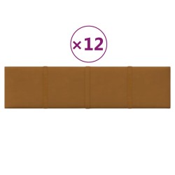 vidaXL Paneles de pared 12 uds terciopelo marrón 60x15 cm 1,08 m²