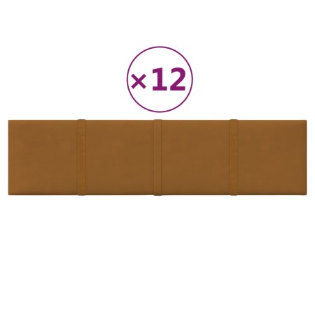 vidaXL Paneles de pared 12 uds terciopelo marrón 60x15 cm 1,08 m²