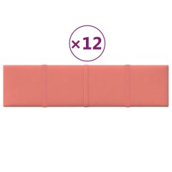 vidaXL Paneles de pared 12 uds terciopelo rosa 60x15 cm 1,08 m²