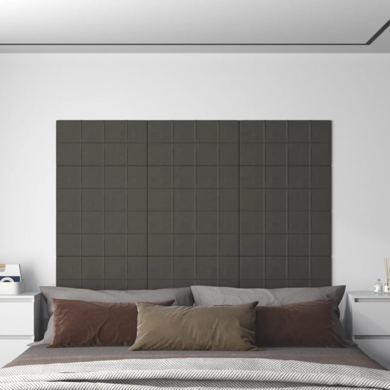 vidaXL Paneles de pared 12 uds terciopelo gris oscuro 60x30 cm 2,16 m² vidaXL Paneles de pared 12 uds terciopelo gris oscuro 60x30 cm 2,16 m²