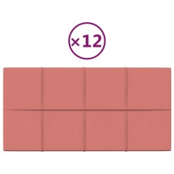 vidaXL Paneles de pared 12 uds terciopelo rosa 60x30 cm 2,16 m²