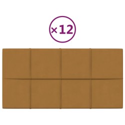 vidaXL Paneles de pared 12 uds terciopelo marrón 60x30 cm 2,16 m²